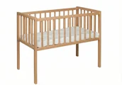 Łóżeczka i kojce - Łóżeczko Charlie naturalny80x40 BUKOWE dostawka materac opuszczany bok szelka - miniaturka - grafika 1
