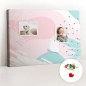 Tablice i flipcharty - Szkolna Tablica korkowa 60x40 cm, Kolorowe Pinezki, wzór Pastelowa abstrakcja - miniaturka - grafika 1