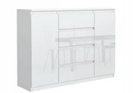 Komody - Biała Komoda 140cm 4 Szuflady 2 Drzwi Front Połysk - miniaturka - grafika 1