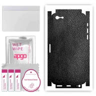 Szkła hartowane na telefon - Folia naklejka skórka strukturalna na TYŁ+BOKI do Apple iPhone SE (2016 pierwszy model) -  Skóra Czarna - apgo SKINS - miniaturka - grafika 1