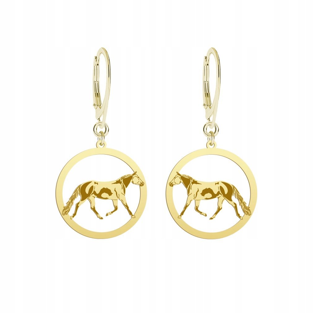 Kolczyki Złote Koń American Paint Horse 925 Prezent Biżuteria GRAWER GRATIS