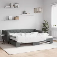 Sofy i kanapy - vidaXL Sofa rozsuwana z materacami, ciemnoszara, 90x200 cm, tkanina - miniaturka - grafika 1
