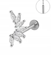 Kolczyki - Srebrny Kolczyk PIERCING Labret z Cyrkoniami Stal Ch 316L 1,2/8 - miniaturka - grafika 1