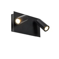 Lampy ogrodowe - QAZQA Nowoczesna zewnętrzna lampa ścienna czarna z 2 punktami LED IP54 - Simon - miniaturka - grafika 1