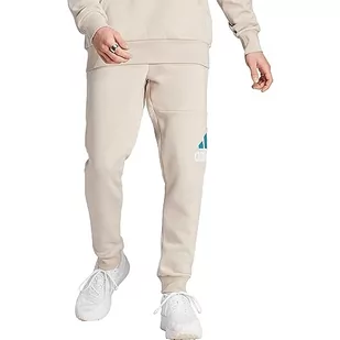 adidas Męskie spodnie Essentials Polarowe zwężane mankiety z dużym logo (1/1), Wonder Beige, S - Spodenki męskie - miniaturka - grafika 1