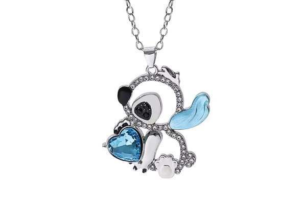 Naszyjnik Wisiorek Stitch Z Diamencikami Kryształkami Bajka Lilo Serce Stitch
