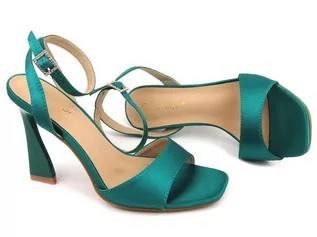 Sandały damskie - Eleganckie sandały damskie na szpilce - Potocki 23-21027, zielone - grafika 1