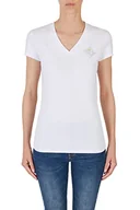 Koszulki i topy damskie - Armani Exchange Damska koszulka z krótkim rękawem, slim fit, dekolt w serek, biała, ekstra duża, biały, XXL - miniaturka - grafika 1