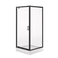 Kabiny prysznicowe - Cersanit Zestaw kabina prysznicowa z brodzikiem  Arteco 80x80x190 cm kwadratowa czarna brodzik Tako 16 cm S913-021 - miniaturka - grafika 1