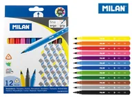 Artykuły biurowe - MILAN Flamastry trójkątne cienkie 12 kolorów - miniaturka - grafika 1