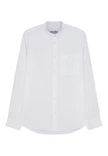 Koszule męskie - Seidensticker Męska koszula na co dzień, regularna, długi rękaw, stójka, 100% bawełna, biały, XL - grafika 1