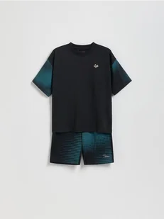 Reserved - Sportowy komplet z nadrukiem - czarny - Spodnie i spodenki dla chłopców - miniaturka - grafika 1