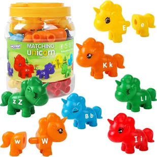 WOOPIE Figurki Montessori Zestaw Edukacyjny Jednorożce do Składania "Dopasuj Literki" 13 el. - Zabawki interaktywne dla dzieci - miniaturka - grafika 1