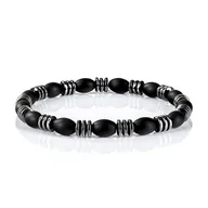 Bransolety męskie - Bransoletka koraliki w kolorze czarnym EM 31 - EM Men's Accessories - miniaturka - grafika 1
