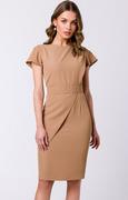 Sukienki - Sukienka ołówkowa z paskiem w kolorze beżowym S336, Kolor beżowy, Rozmiar L, Stylove - Primodo.com - miniaturka - grafika 1
