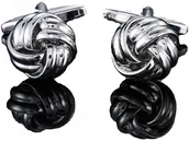 Spinki do mankietów i krawatów - Spinki do mankietów wzór SREBRNY SUPEŁ WĘZEŁ - miniaturka - grafika 1