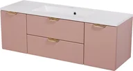 Szafki łazienkowe - Szafka łazienkowa pudrowy róż z umywalką złoty uchwyt 120 cm Magnolia Gante - miniaturka - grafika 1