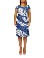 Sukienki - Aldona Damska sukienka 04416, granatowa i biała 42 - miniaturka - grafika 1