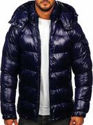 Kurtki męskie - Granatowa pikowana kurtka męska zimowa Denley 9976 - miniaturka - grafika 1