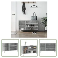 Szafki na buty - The Living Store stojak na buty betonowy szary 102x36x60 cm materiał drewnopochodny - miniaturka - grafika 1