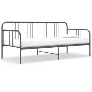 Sofa rozkładana Szara metalowa rama łóżka 90x200 cm - Sofy i kanapy - miniaturka - grafika 1
