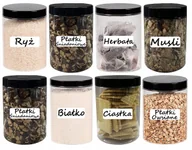 Pojemniki kuchenne - POJEMNIK PLASTIKOWY SŁOIK 1L 8 SZT + ETYKIETY - miniaturka - grafika 1