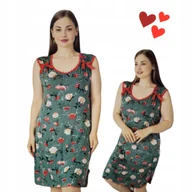 Bielizna nocna - WISKOZOWA KOSZULA NOCNA do spania piżama bez rękawa kwiaty 52 54 6XL 7XL - miniaturka - grafika 1