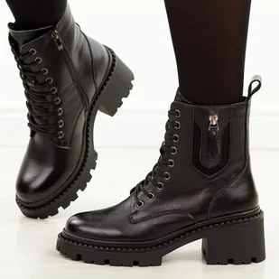 Czarne skórzane trapery damskie Vinceza 86418 - Botki damskie - miniaturka - grafika 1