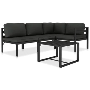 5-cz. zestaw wypoczynkowy, poduszki, aluminium, antracyt - Meble ogrodowe - miniaturka - grafika 1