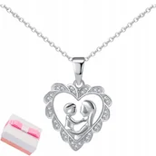 Biżuteria dla dzieci - NASZYJNIK SREBRNY SREBRO SERCE MATKA DZIECKO - miniaturka - grafika 1