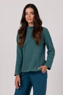 Bluzy damskie - Bluza z wysokim kołnierzem-turkusowa(B-268) - miniaturka - grafika 1