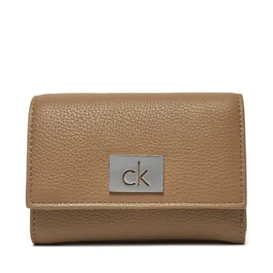 Mały Portfel Damski Calvin Klein Ck Plaque Small Trifold W/Zip K60K612834 Szary - Portfele - miniaturka - grafika 1