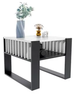 Ławy i stoliki kawowe - Kwadratowy stolik kawowy z lamelami czarny + biały W1-K20 - miniaturka - grafika 1