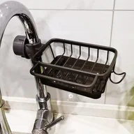 Mydelniczki i dozowniki mydła - 1 szt. Czarna półka prysznicowa 26 x 11 x 6 cm, pasek aluminiowy, bez wiercenia, mydelniczka, kuchenny kosz spustowy - miniaturka - grafika 1