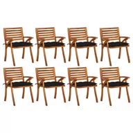 Fotele i krzesła ogrodowe - vidaXL Lumarko Krzesła ogrodowe z poduszkami, 8 szt., lite drewno akacjowe! 3075223 - miniaturka - grafika 1