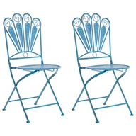 Fotele i krzesła ogrodowe - BELIANI Zestaw 2 krzeseł ogrodowych PAVIA Metal Niebieski - miniaturka - grafika 1