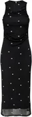 Sukienki - ONLY CZARNA SUKIENKA MIDI W KROPKI Z MARSZCZENIAMI XL J7A - miniaturka - grafika 1