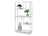 Regały - REGAŁ GLAMOUR NA KSIĄŻKI CRISPIN CHROM BIAŁY MARMUR - miniaturka - grafika 1