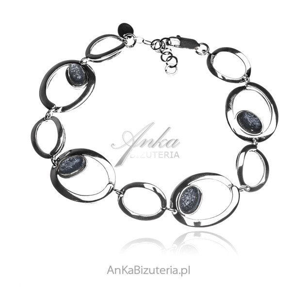 ankabizuteria.pl Bransoletka srebrna TESSA z szarym kamieniem srebr