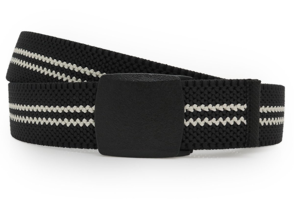 Czarno-biały elastyczny pasek z automatyczna klamrą PT26