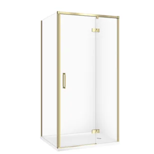 Kabina prysznicowa Cersanit Larga 100x80x195 prostokątna złoty mat transparentne z brodzikiem tako slim biały S601-458 - Kabiny prysznicowe - miniaturka - grafika 1