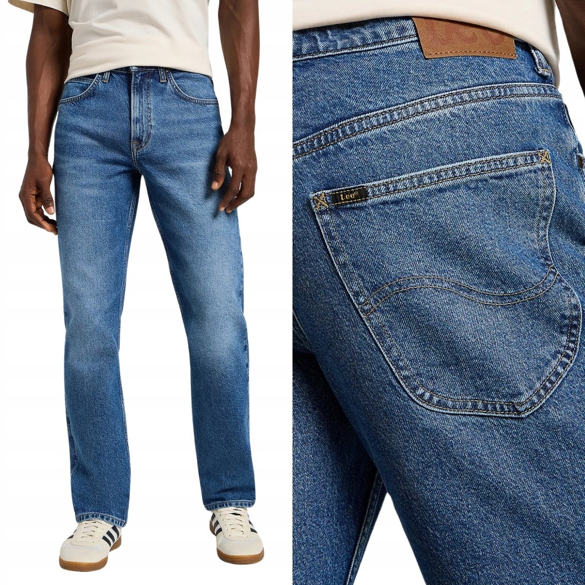 Lee BROOKLYN STRAIGHT Groundwater klasyczne proste spodnie jeansowe W42 L32