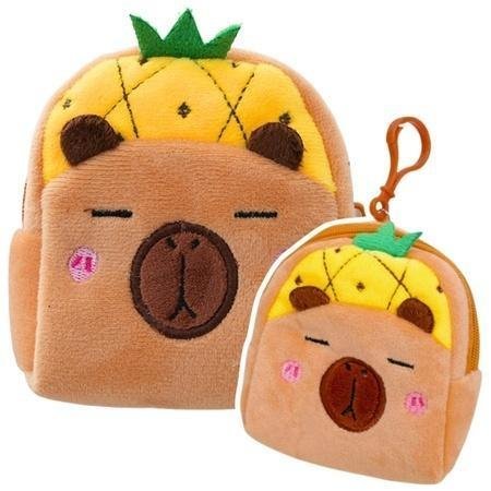 Portfelik pluszowy z brelokiem Kapibara ananas