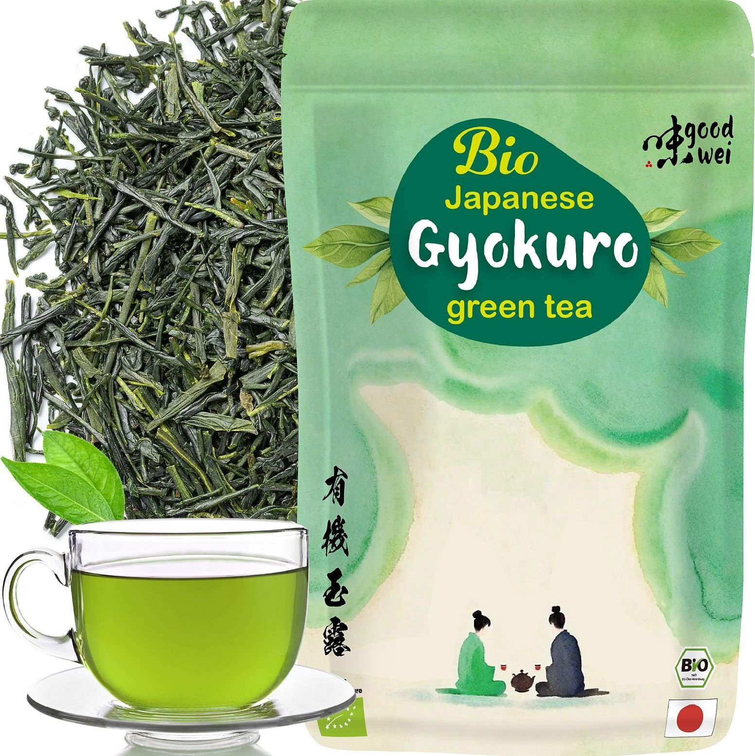 Gyokuro zielona herbata cieniowana z ekologicznych upraw w Japonii, 120g