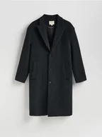 Płaszcze damskie - Reserved - Wełniany płaszcz - czarny - miniaturka - grafika 1