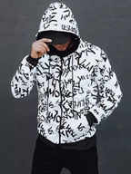 Bluzy męskie - Bluza męska rozpinana z kapturem biała Dstreet BX5745 - miniaturka - grafika 1