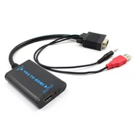 Adaptery i przejściówki - Konwerter z Vga męskie na Hdmi żeńskie + Audio - miniaturka - grafika 1