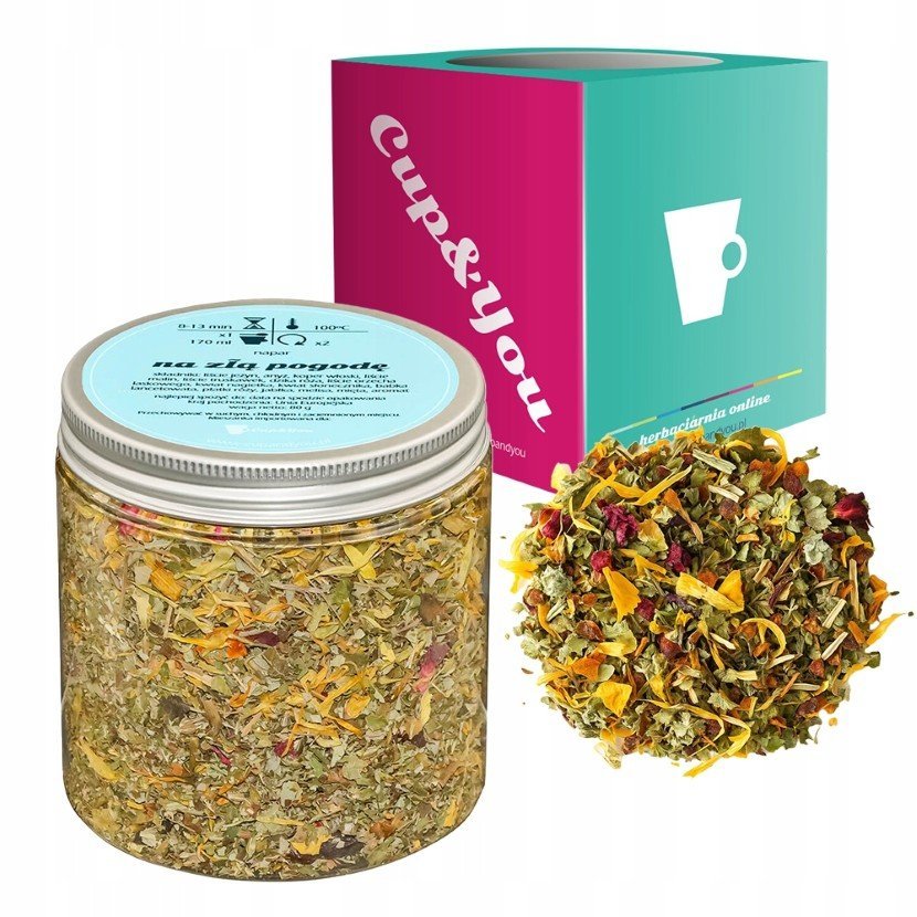 Ziołowa herbata przeciwzapalna NA ZŁĄ POGODĘ mięta melisa liście malin 80g - herbata sypana liściasta napar ziołowy PREMIUM na prezent upominek poda..