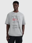 Koszulki męskie - 4F T-shirt oversize z nadrukiem męski - szary L - miniaturka - grafika 1