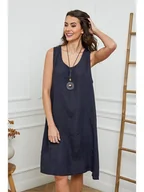 Sukienki - Fleur de Lin Lniana sukienka w kolorze granatowym - miniaturka - grafika 1